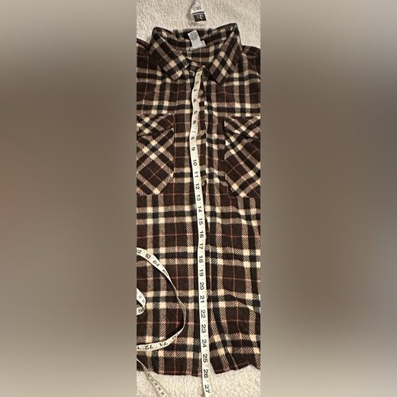 Rue21 Women’s Brown/Cream Button Down Plaid Shirt Front Pockets size XL NWT - Picture 11 of 12